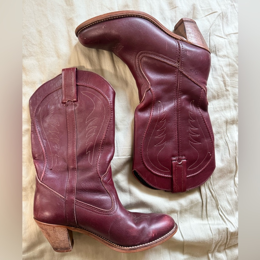 Dexter Burgundy Leather Cowboy Boots
